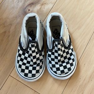 Toddler vans classic slip on checkered black and white